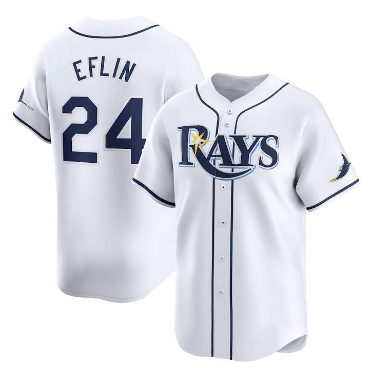 Tampa Bay Rays #24 Zach Eflin White BFRAILEY Home Limited Stitched Jersey