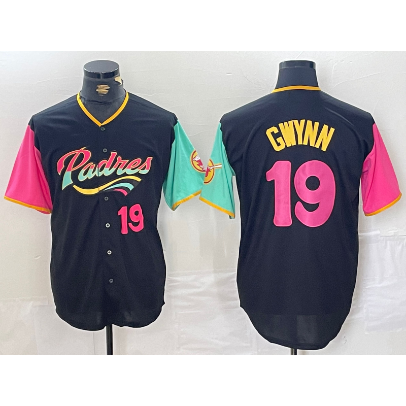 San Diego Padres #19 Tony Gwynn Black BFRAILEY City Connect Cool Base Stitched Jerseys