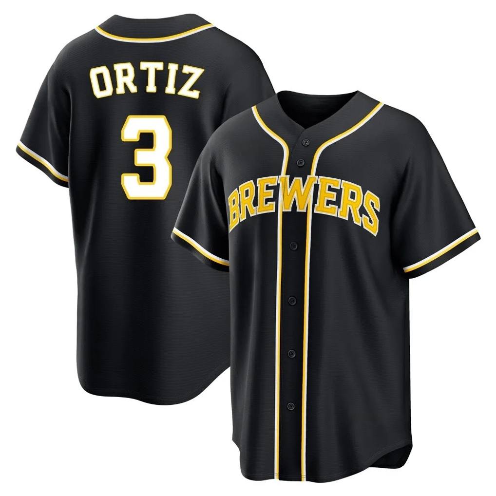 Milwaukee Brewers #3 Joey Ortiz Player Black BFRAILEY Fashion Out Home Game Stitched Jerseys