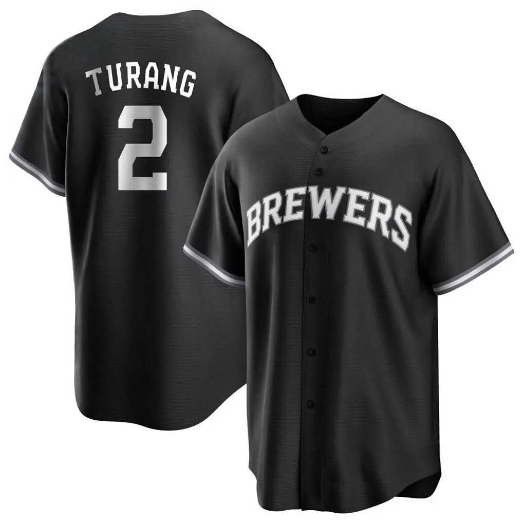 Milwaukee Brewers #2 Brice Turang Player Black BFRAILEY Game Home Stitched Jerseys
