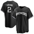 Milwaukee Brewers #2 Brice Turang Player Black BFRAILEY Game Home Stitched Jerseys