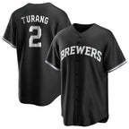 Milwaukee Brewers #2 Brice Turang Player Black BFRAILEY Game Home Stitched Jerseys
