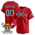 Custom Seattle Mariners x One Piece Red BFRAILEY Vapor Premier Limited Jersey - Stitched