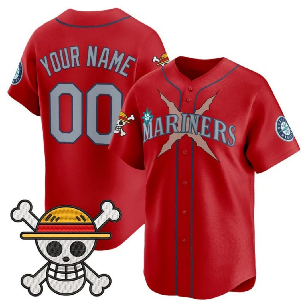 Custom Seattle Mariners x One Piece Red BFRAILEY Vapor Premier Limited Jersey - Stitched
