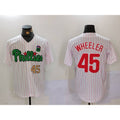 Philadelphia Phillies #45 Zack Wheeler White Green BFRAILEY Cool Base Stitched Jerseys