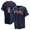 Atlanta Braves #1 Ozzie Albies Player Navy BFRAILEY USA 250 Fourth Of July Limited Home Game Stitched Jerseys
