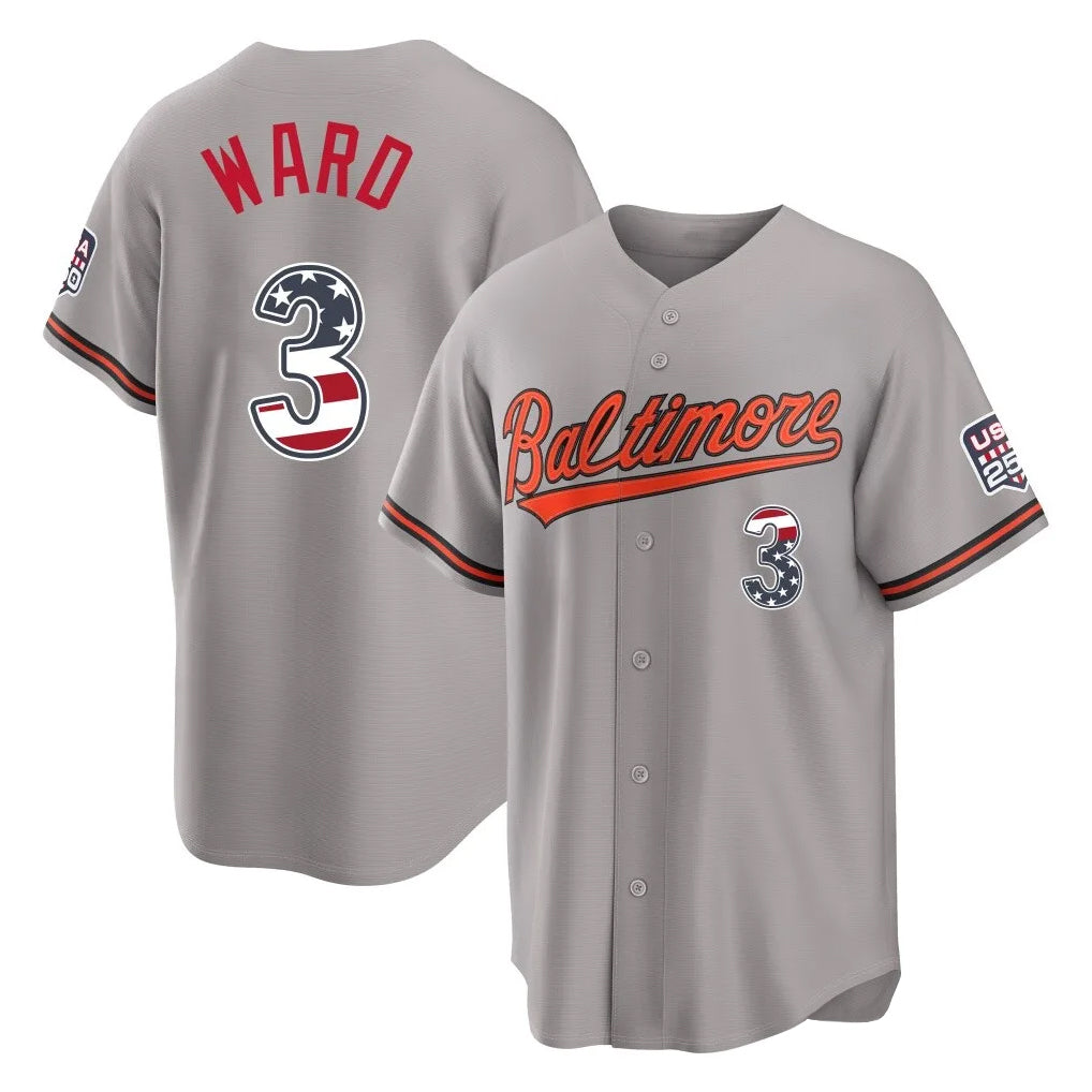 Baltimore Orioles #3 Taylor Ward Player Gray BFRAILEY USA 250 Fourth of July Home Game Stitched Jerseys