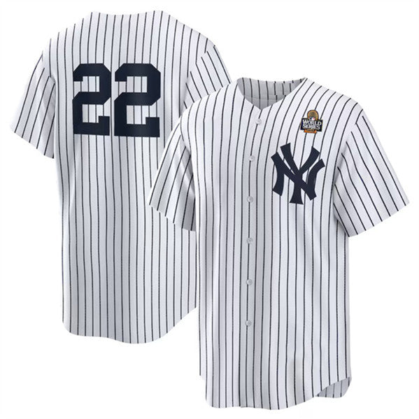 New York Yankees #22 Juan Soto White BFRAILEY 2024 World Series Cool Base Stitched Jersey