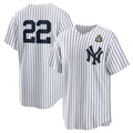 New York Yankees #22 Juan Soto White BFRAILEY 2024 World Series Cool Base Stitched Jersey