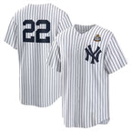 New York Yankees #22 Juan Soto White BFRAILEY 2024 World Series Cool Base Stitched Jersey