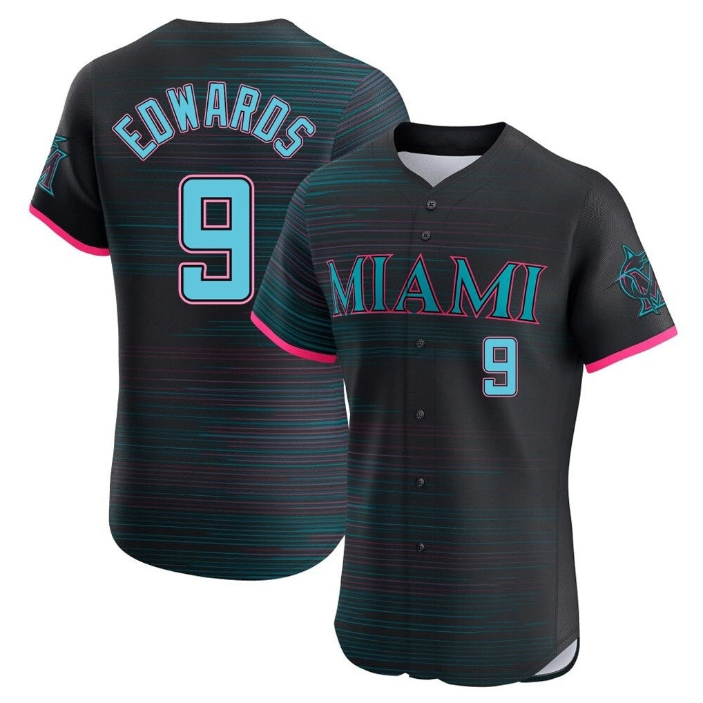 Miami Marlins #9 Xavier Edwards Player Black BFRAILEY City Connect Home Limited Elite Stitched Jerseys