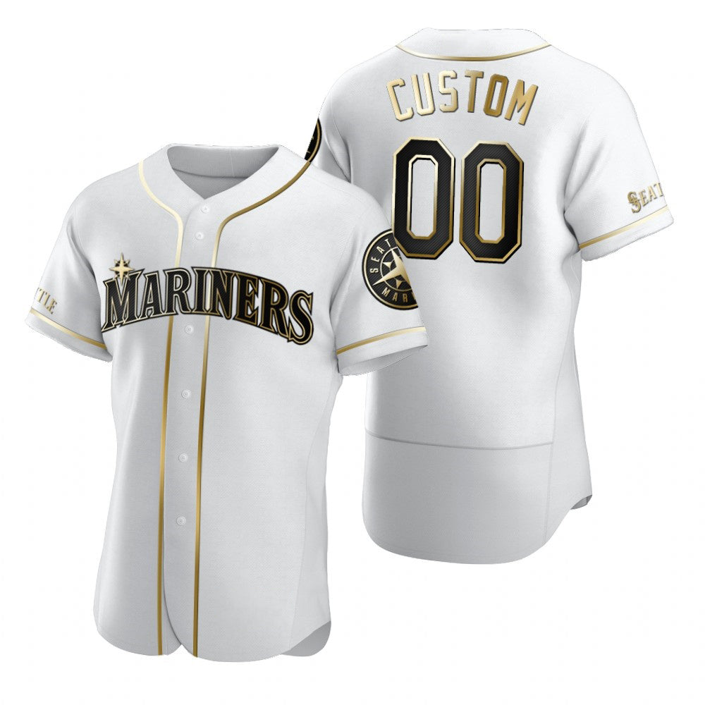 Custom Seattle Mariners White BFRAILEY Stitched Flex Base Golden Edition Jersey