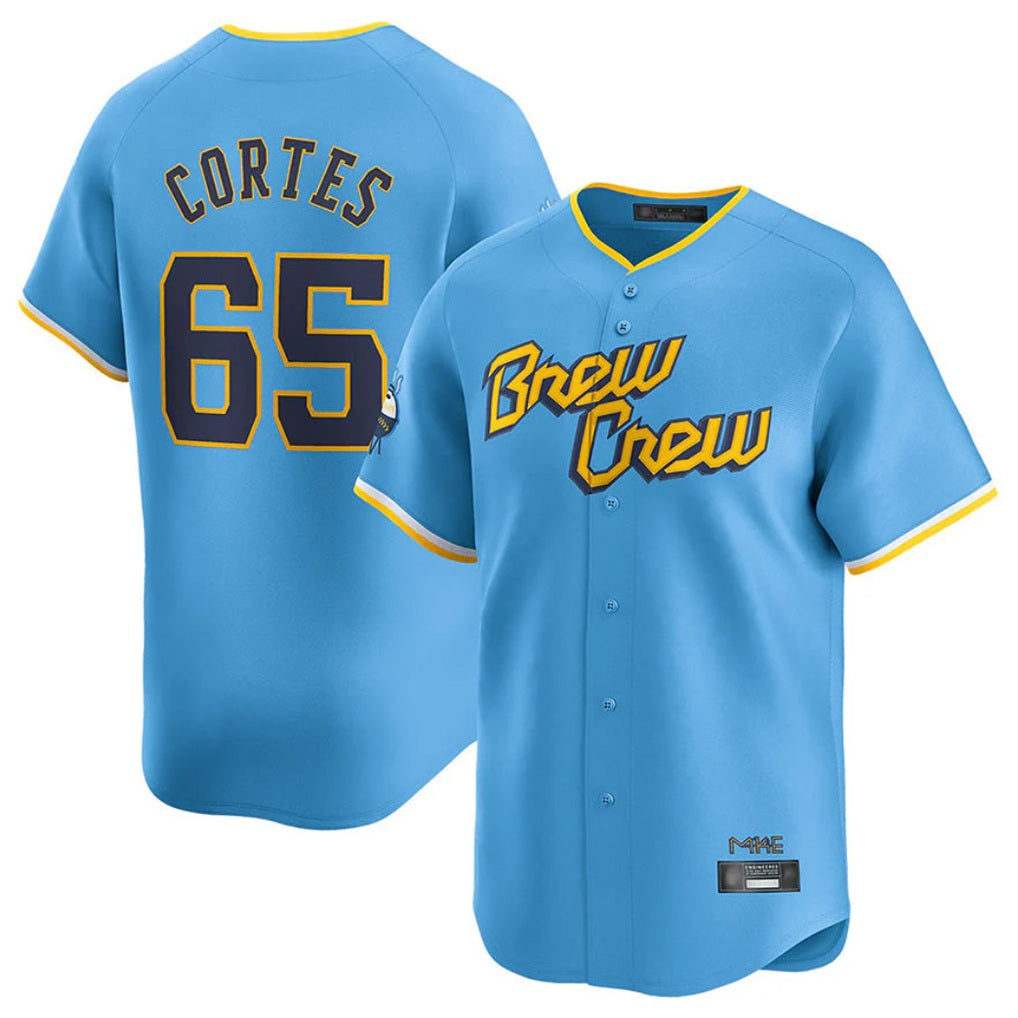 Milwaukee Brewers #65 Nestor Cortes Player Light Blue BFRAILEY City Connect Home Limited Stitched Jerseys