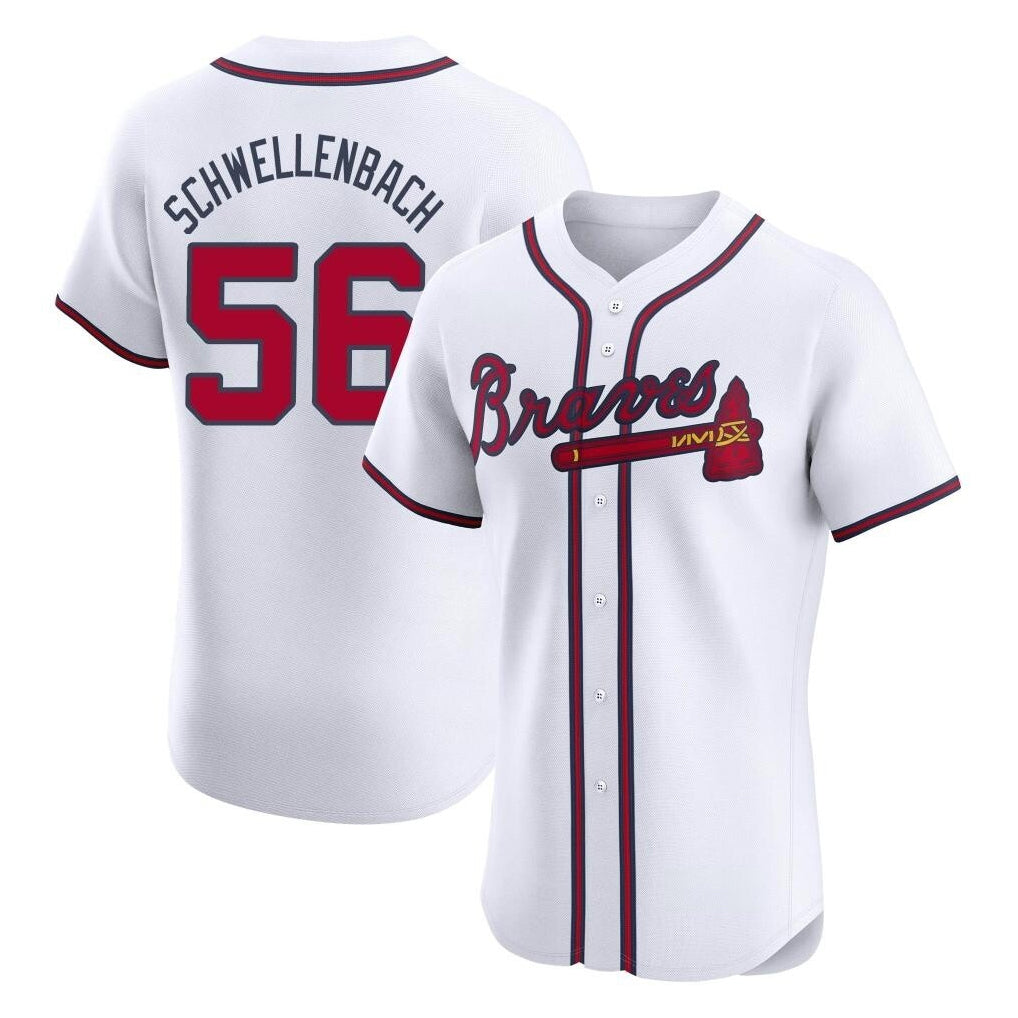 Atlanta Braves #56 Spencer Schwellenbach Player White BFRAILEY Limited Elite Home Game Stitched Jerseys