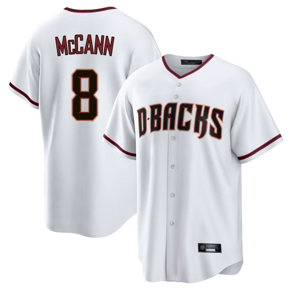 Arizona Diamondbacks #8 James McCann Player White BFRAILEY Home Game Stitched Jerseys