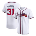 Atlanta Braves #31 Greg Maddux Player White BFRAILEY Limited Elite Home Game Stitched Jerseys