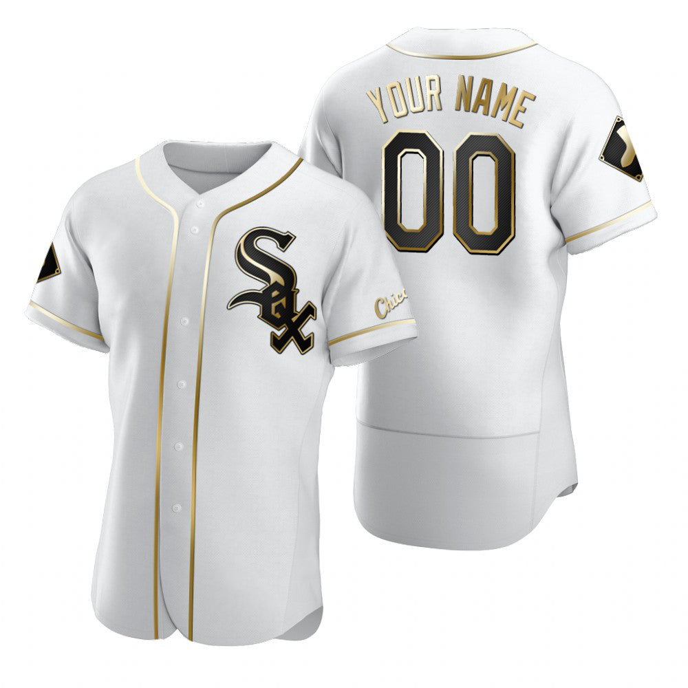 Custom Chicago White Sox White BFRAILEY Stitched Flex Base Golden Edition Jersey