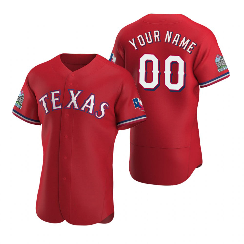 Custom Texas Rangers Scarlet BFRAILEY Stitched Flex Base Jersey