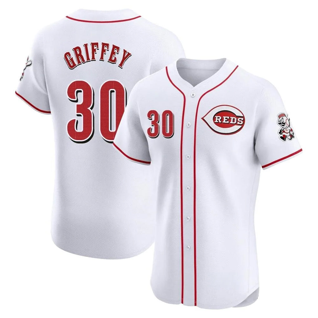 Cincinnati Reds #30 Ken Griffey Player White BFRAILEY Limited Elite Home Stitched Jerseys