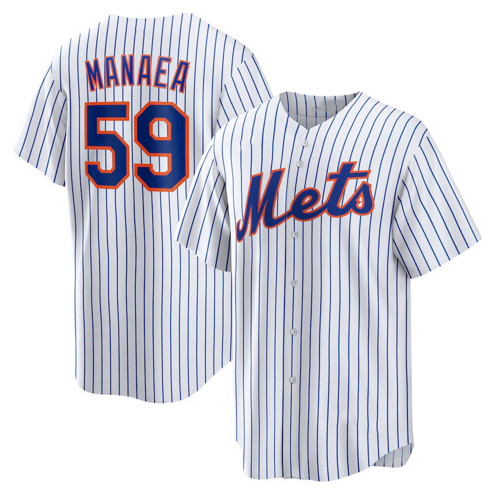 New York Mets #59 Sean Manaea White BFRAILEY Home Replica Jersey