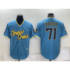 Milwaukee Brewers #71 Josh Hader Blue BFRAILEY 2022 City Connect Cool Base Stitched Jersey