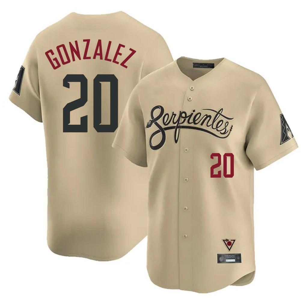Arizona Diamondbacks #20 Luis Gonzalez Player Tan BFRAILEY City Connect Limited Home Game Stitched Jerseys