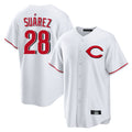 Cincinnati Reds #28 Eugenio Su¨¢rez Player White BFRAILEY Home Game Stitched Jerseys