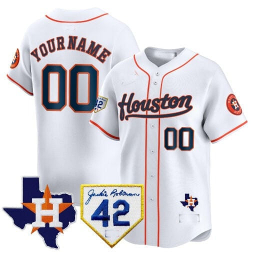 Custom Houston Astros 2024 Jackie Robinson Patch Vapor Premier Limited Jersey ¨C White 2 BFRAILEY