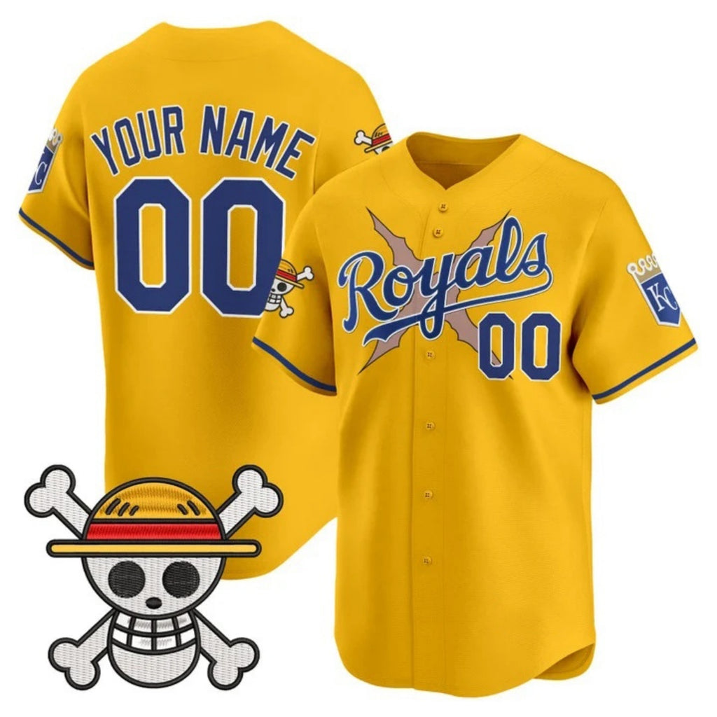 Custom Kansas City Royals x One Piece Gold BFRAILEY Vapor Premier Limited Jersey - Stitched