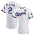 Texas Rangers #2 Marcus Semien White BFRAILEY 2023 World Series Flex Base Stitched Jersey