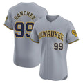 vMilwaukee Brewers #99 Gary Sanchez Player Gray BFRAILEY Home Limited Elite Stitched Jerseys