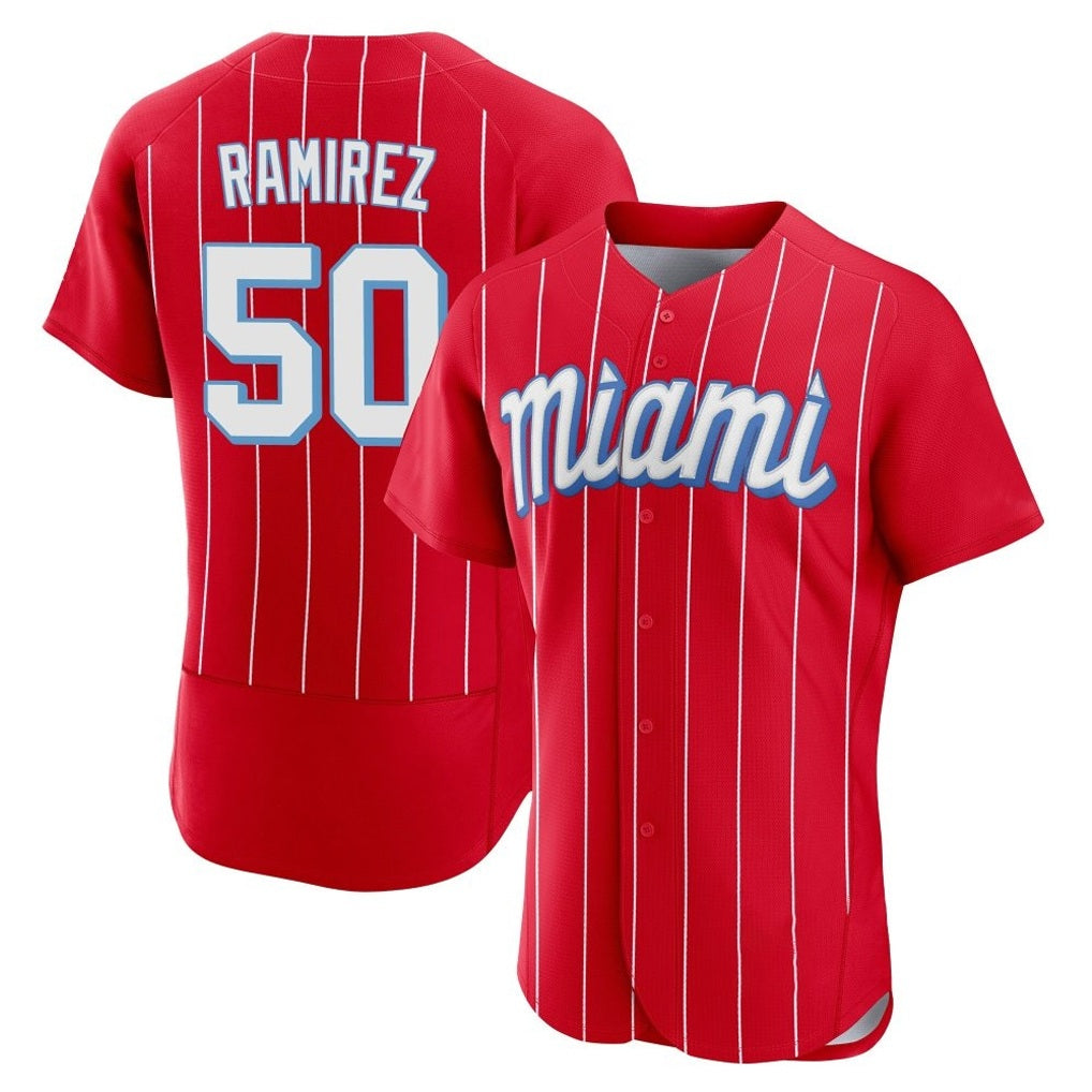 Miami Marlins #50 Agustin Ramirez Player Red BFRAILEY City Connect Home Limited Elite Stitched Jerseys