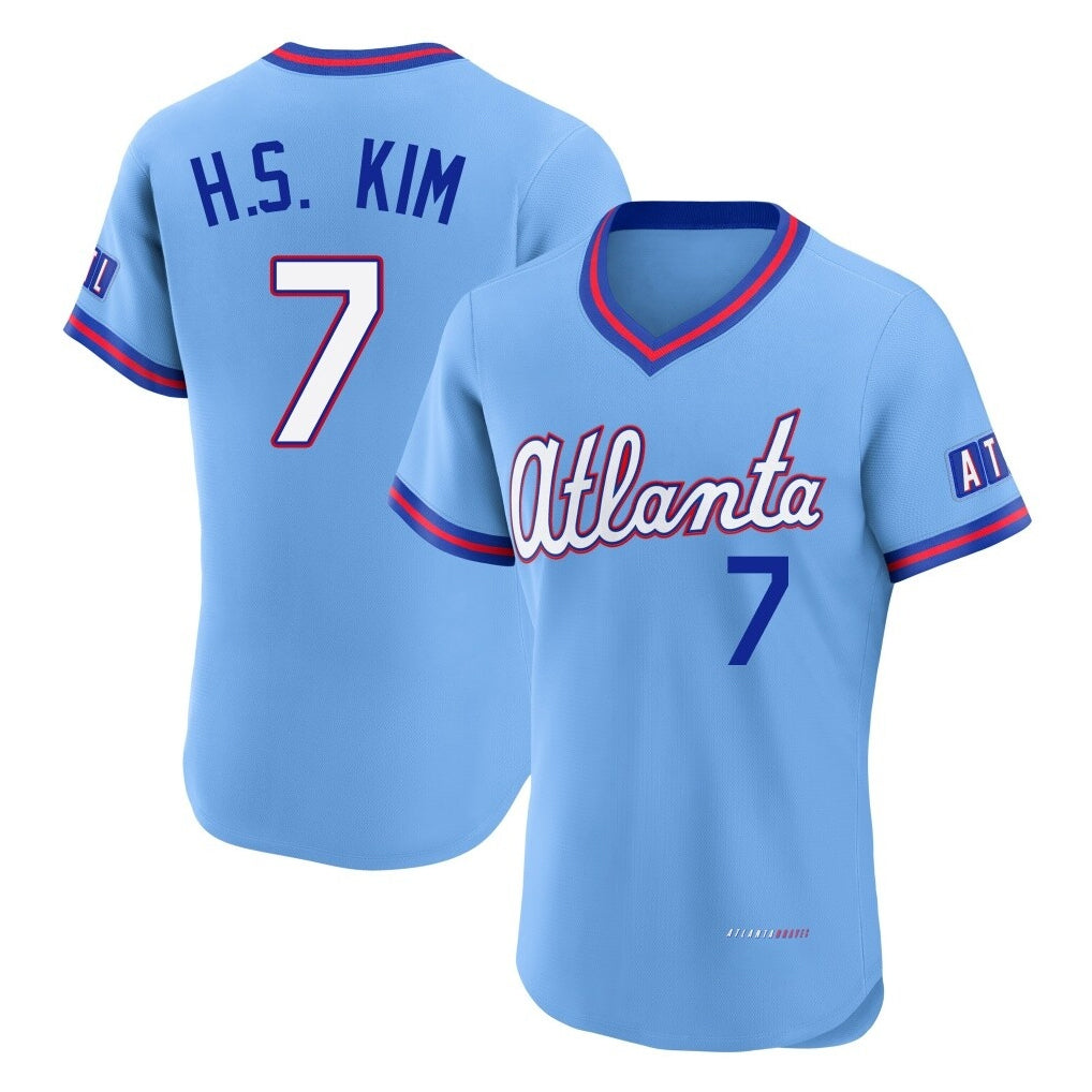 Atlanta Braves #7 Ha-Seong Kim Player Powder Blue BFRAILEY 2026 City Connect T-shirt Limited Elite Home Game Stitched Jerseys
