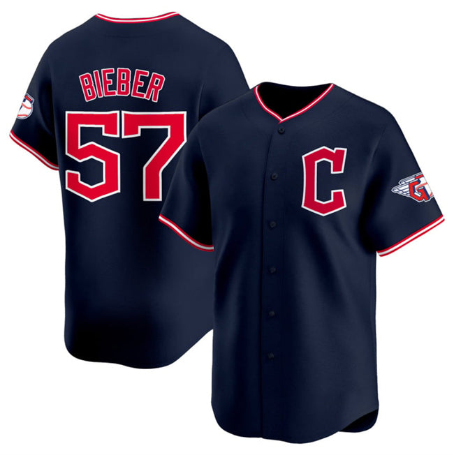 Cleveland Guardians #57 Shane Bieber Navy BFRAILEY 2025 Alternate Limited Stitched Jersey