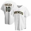 Milwaukee Brewers #10 Sal Frelick Player White BFRAILEY Home Game Stitched Jerseys