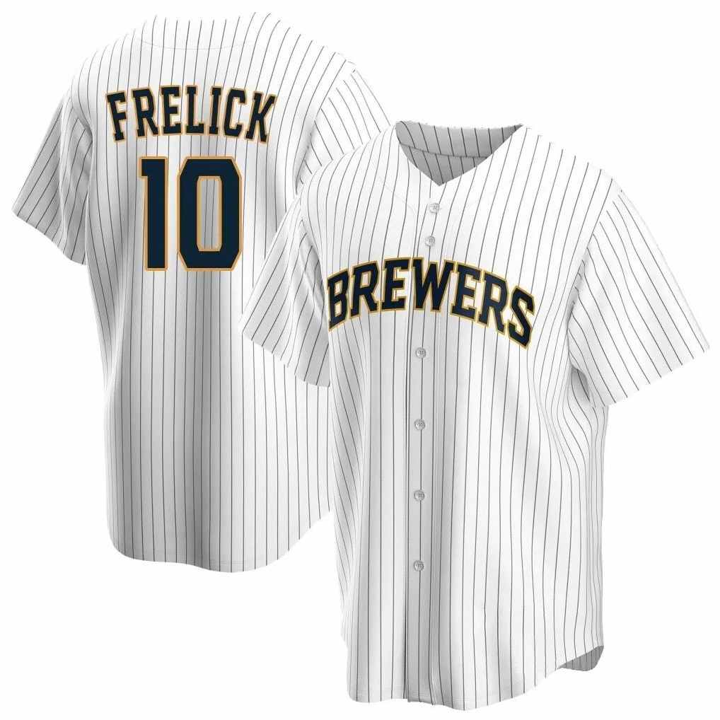 Milwaukee Brewers #10 Sal Frelick Player White BFRAILEY Home Game Stitched Jerseys