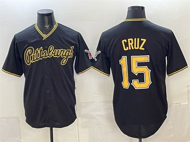 Pittsburgh Pirates #15 Oneil Cruz Black BFRAILEY Limited Stitched Jersey