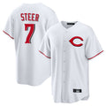 Cincinnati Reds #7 Spencer Steer Player White BFRAILEY Home Game Stitched Jerseys