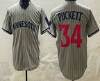 Minnesota Twins #34 Kirby Puckett Grey BFRAILEY Cool Base Stitched Jersey