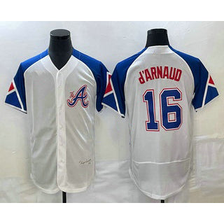 Atlanta Braves #16 Travis dArnaud White BFRAILEY 2023 City Connect Flex Base Stitched Jersey