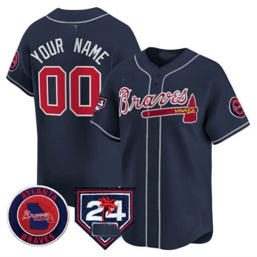 Custom Atlanta Braves 2024 Spring Training Patch Vapor Premier Limited Jersey ¨C Navy BFRAILEY
