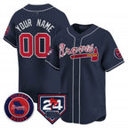 Custom Atlanta Braves 2024 Spring Training Patch Vapor Premier Limited Jersey ¨C Navy BFRAILEY