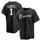 Atlanta Braves #1 Ozzie Albies Player Black BFRAILEY Home Game Stitched Jerseys