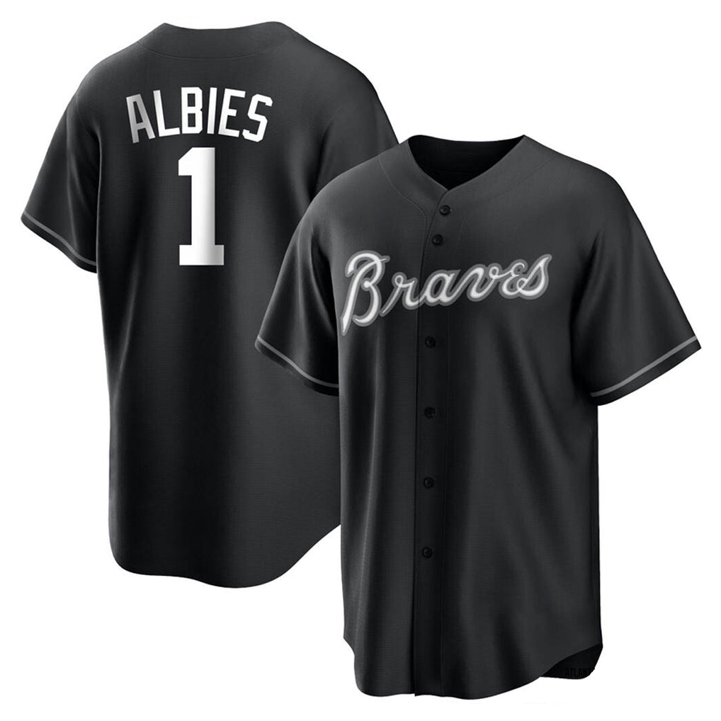 Atlanta Braves #1 Ozzie Albies Player Black BFRAILEY Home Game Stitched Jerseys
