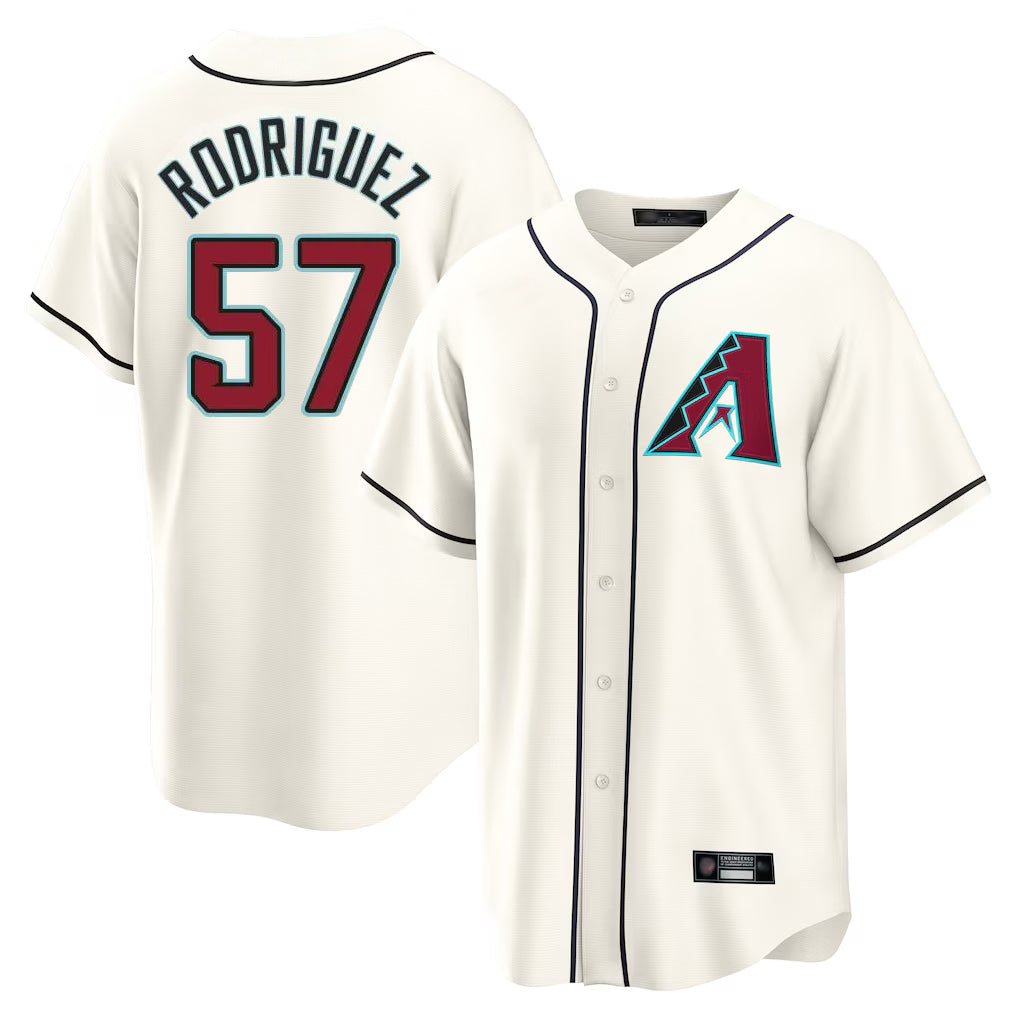 Arizona Diamondbacks #57 Eduardo Rodriguez Player Cream BFRAILEY Home Game Stitched Jerseys