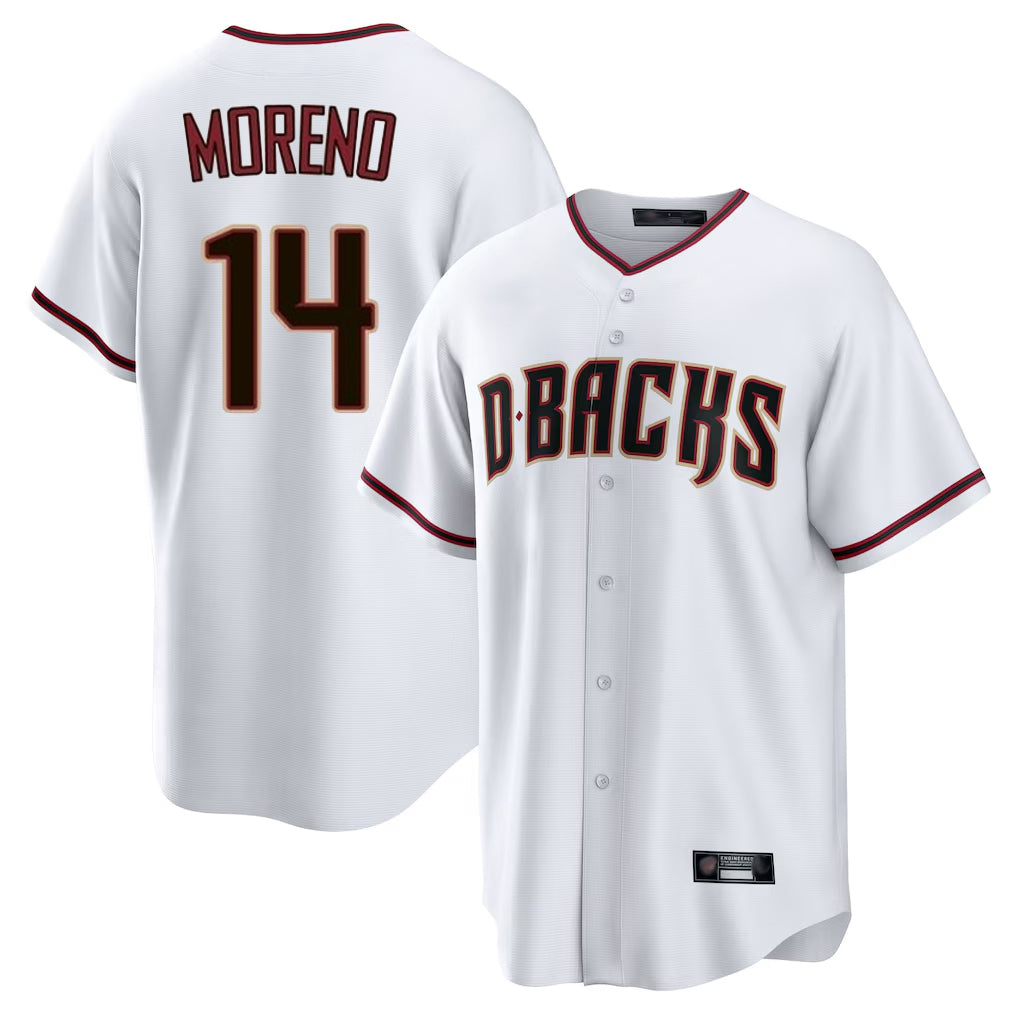 Arizona Diamondbacks #14 Gabriel Moreno Player White BFRAILEY Home Game Stitched Jerseys