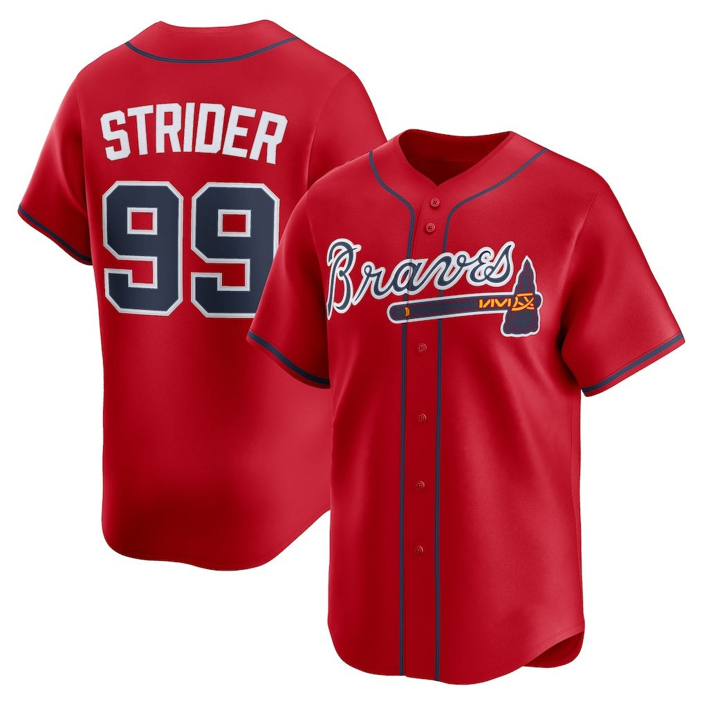 Atlanta Braves #99 Spencer Strider Red BFRAILEY Alternate Limited Player Jersey