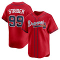 Atlanta Braves #99 Spencer Strider Red BFRAILEY Alternate Limited Player Jersey
