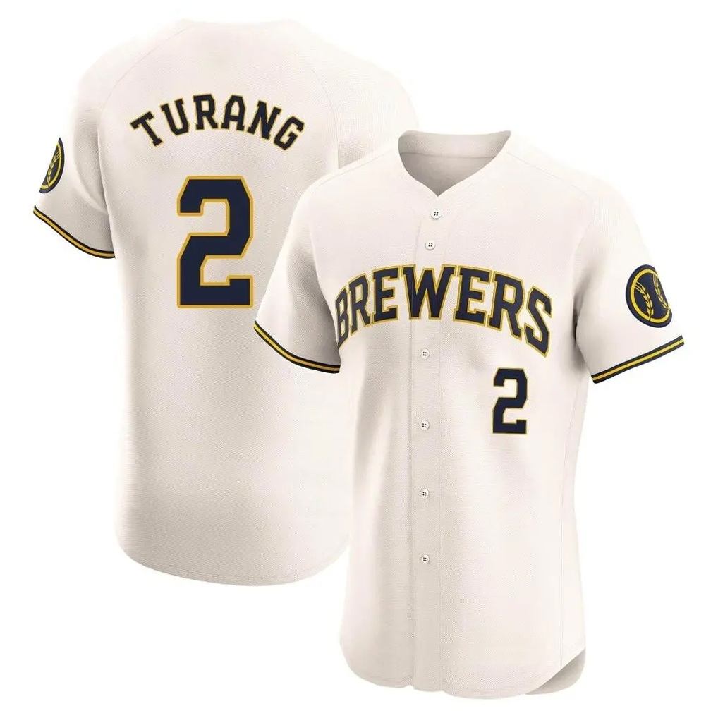 Milwaukee Brewers #2 Brice Turang Player Cream BFRAILEY Home Limited Elite Stitched Jerseys