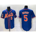 New York Mets #5 David Wright Blue BFRAILEY With Patch Cool Base Stitched Jersey